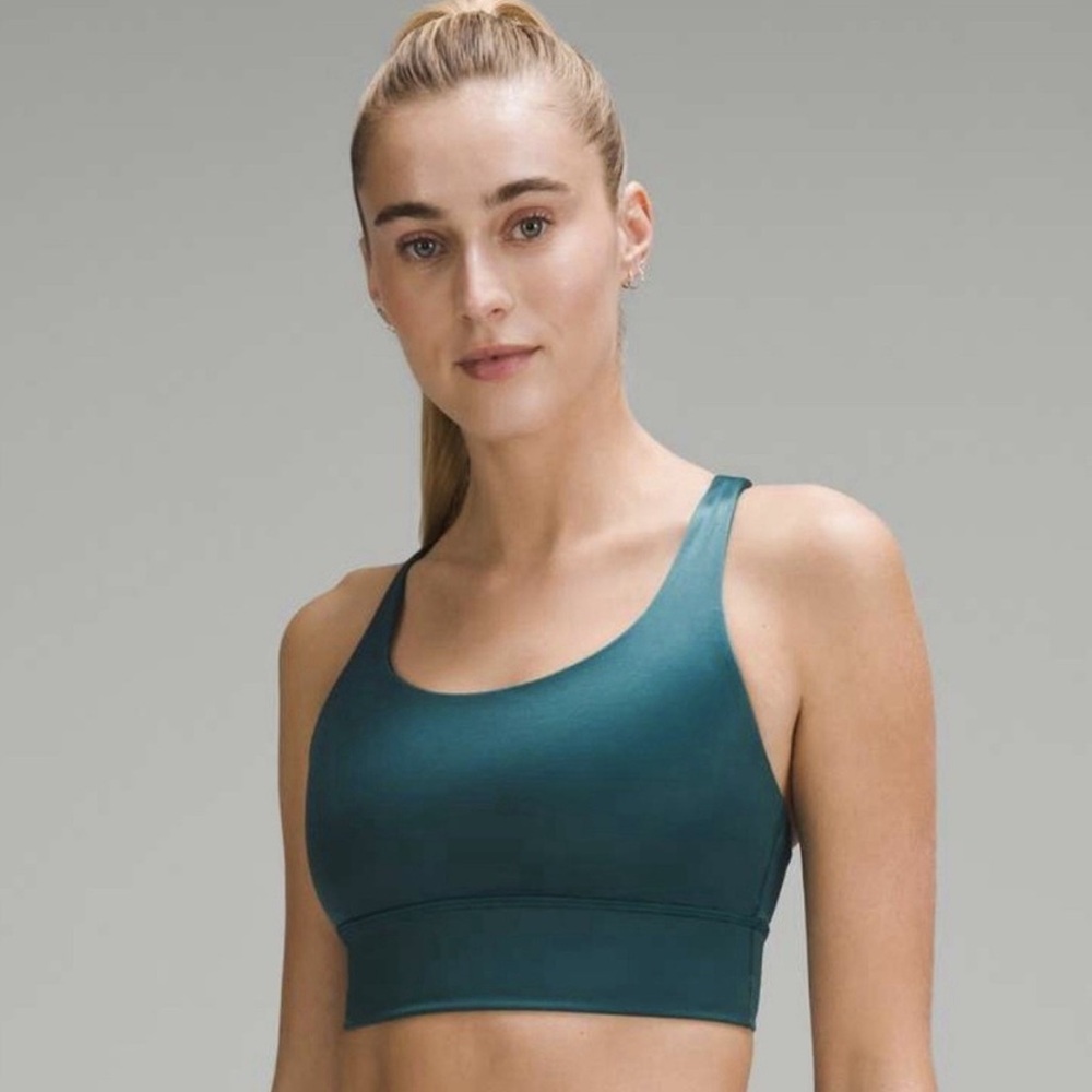 Lululemon Energy Longline Bra | Foil Storm Teal | Size 6